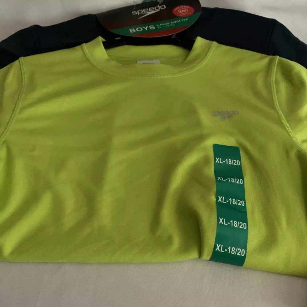 NWT Speedo Boys Youth 2 Pack Swim Tee - XL